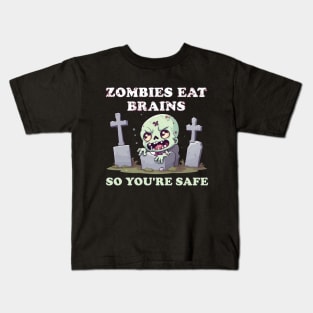 Zombies Eat Brains So You're Safe - Spooktacular Horror Kids T-Shirt